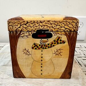 Foreside Home & Garden Snowman Holiday Decor Box - Brown and Cream